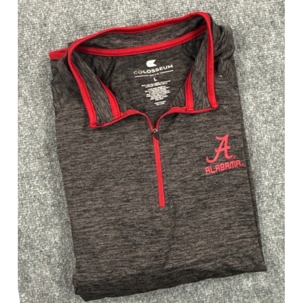 Colosseum Alabama Crimson Tide NCAA Mens Large Gray Red Quarter Zip Pullover